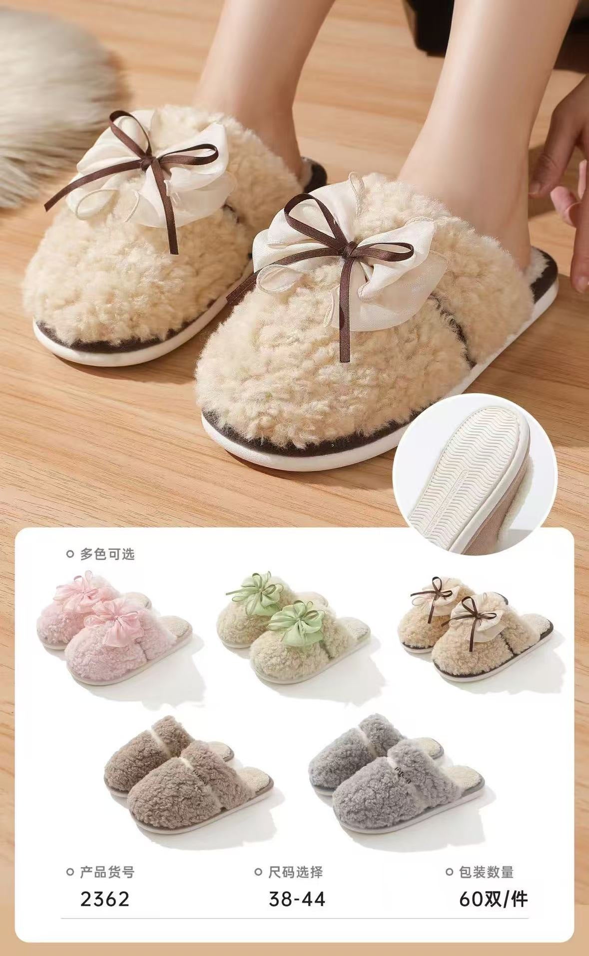 Men Women Winter Plush House Slippers, Closed Toe Warm Fuzzy Cotton Slippers, Non-Slip TPR Sole Indoor Home Slippers for Bedroom Living Room