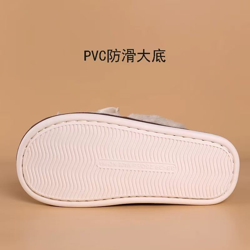Men Women Winter Plush House Slippers, Closed Toe Warm Fuzzy Cotton Slippers, Non-Slip TPR Sole Indoor Home Slippers for Bedroom Living Room