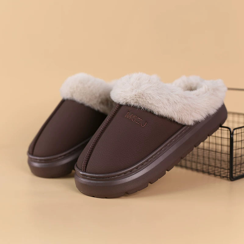 Unisex Warm Fuzzy House Slippers, Soft Plush Lined Indoor Slippers, Non-slip Sole Cozy Winter Slippers for Men Women Bedroom Living Room