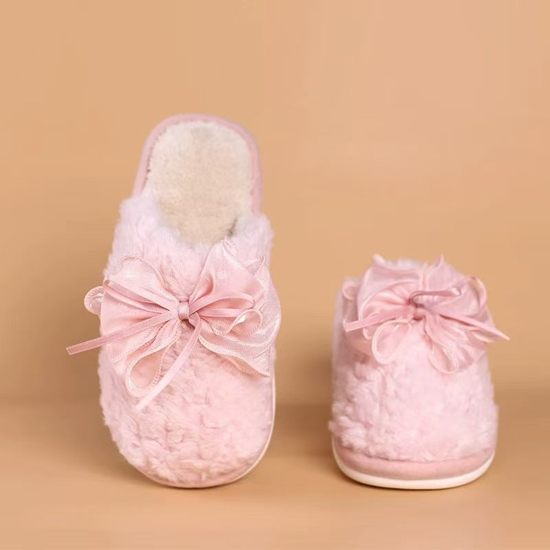 Men Women Winter Plush House Slippers, Closed Toe Warm Fuzzy Cotton Slippers, Non-Slip TPR Sole Indoor Home Slippers for Bedroom Living Room