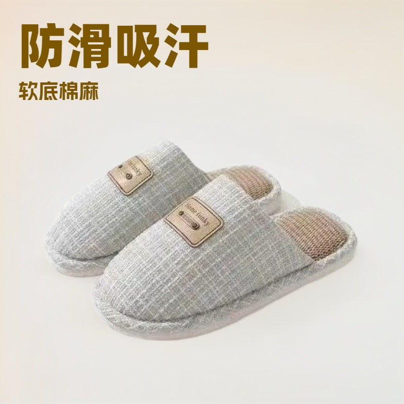 Men Women Winter Plush House Slippers, Closed Toe Warm Fuzzy Cotton Slippers, Non-Slip TPR Sole Indoor Home Slippers for Bedroom Living Room