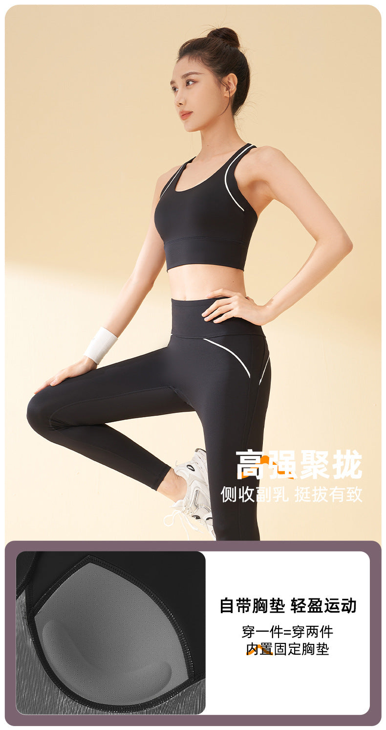 Women 2 Piece Yoga Outfit, Padded Sports Bra & High Waist Leggings Set, 4-Way Stretch Moisture Wicking Workout Activewear for Gym Pilates Running