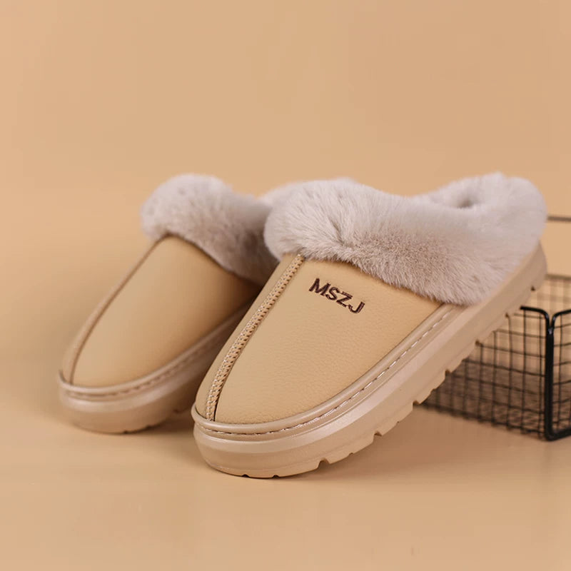 Unisex Warm Fuzzy House Slippers, Soft Plush Lined Indoor Slippers, Non-slip Sole Cozy Winter Slippers for Men Women Bedroom Living Room