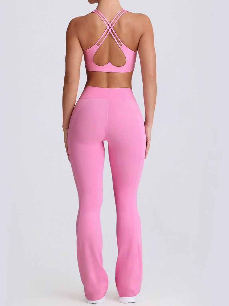 Women 2 Piece Yoga Outfit, Padded Sports Bra & High Waist Leggings Set, 4-Way Stretch Moisture Wicking Workout Activewear for Gym Pilates Running
