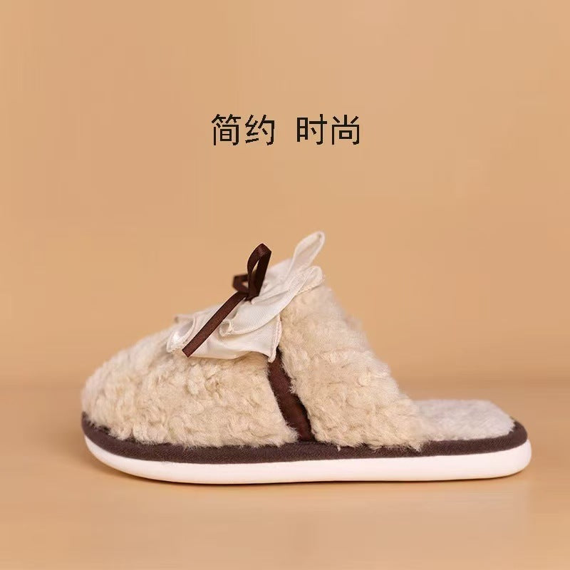 Men Women Winter Plush House Slippers, Closed Toe Warm Fuzzy Cotton Slippers, Non-Slip TPR Sole Indoor Home Slippers for Bedroom Living Room