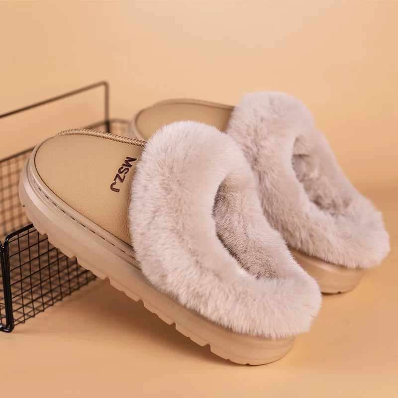 Unisex Warm Fuzzy House Slippers, Soft Plush Lined Indoor Slippers, Non-slip Sole Cozy Winter Slippers for Men Women Bedroom Living Room