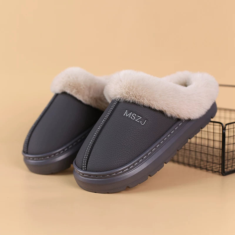 Unisex Warm Fuzzy House Slippers, Soft Plush Lined Indoor Slippers, Non-slip Sole Cozy Winter Slippers for Men Women Bedroom Living Room