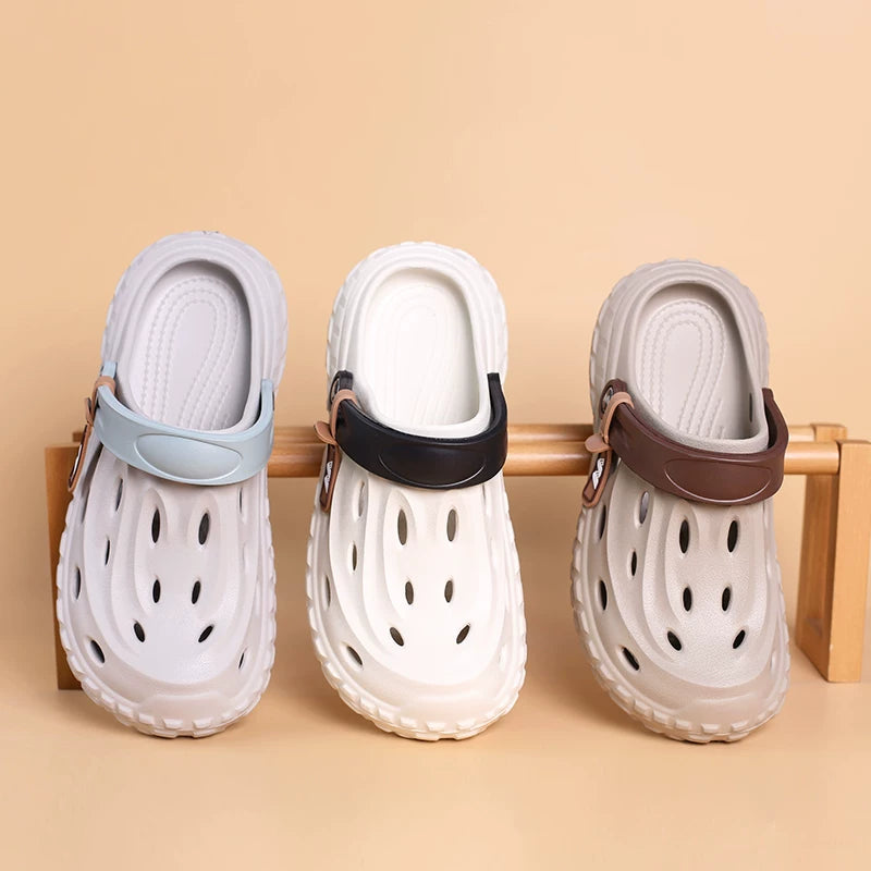Unisex Classic Clogs, Lightweight EVA Slip On Garden Clogs, Breathable Hollow Hole Shoes with Adjustable Heel Strap for Beach Pool Indoor Outdoor